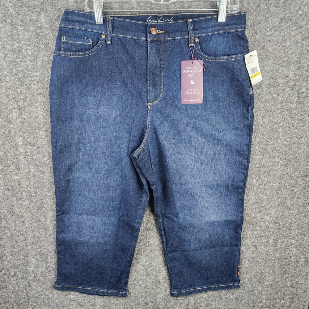 Gloria Vanderbilt Capri Jeans Womens 14P Amanda Blue Slimming Stretch NEW